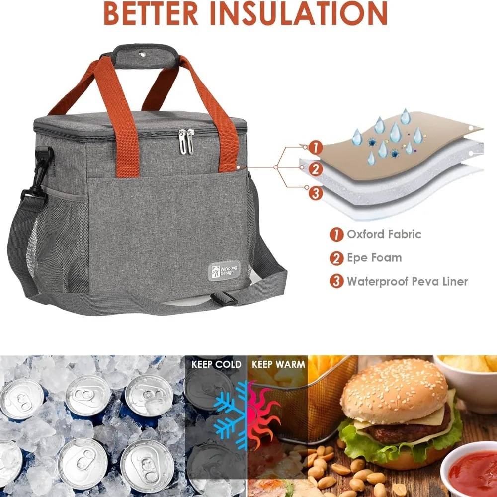 Women's Insulated Lunch Tote Bag - Durable Thermal Organizer for Picnics, Hiking, and Beach Outings