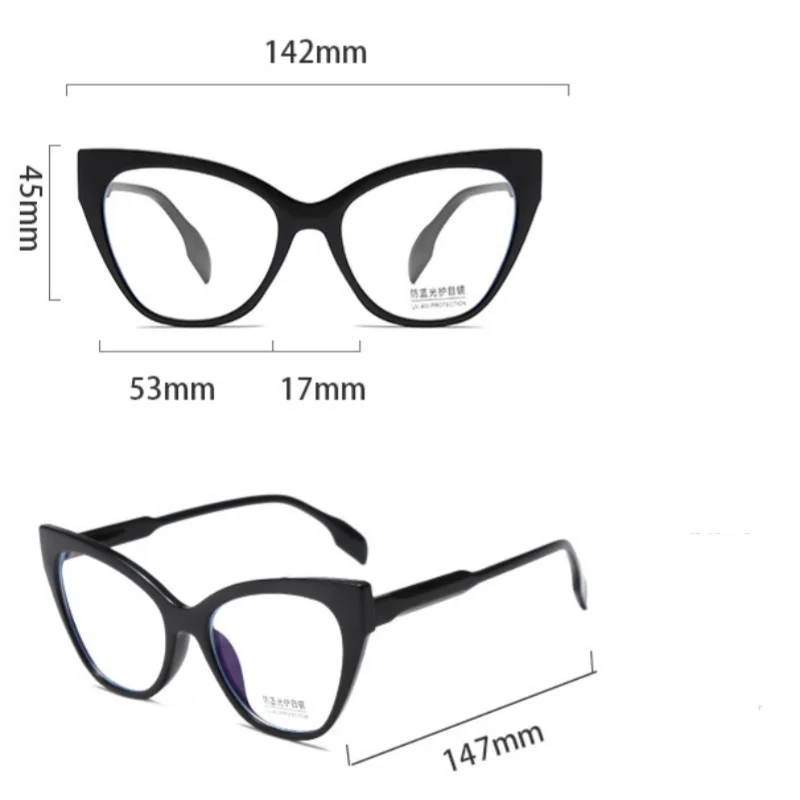 New Cat Eye Glasses Frame Women Flat Mirror Fashion Eyeframe Retro Man Anti Blue Light Trendy Decorative Glasses Plain Eyewear