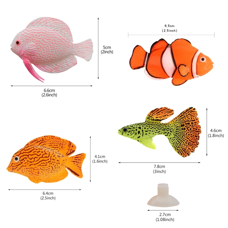 Artificial Moving Fish Floating Silicone Fish with Suction Cup