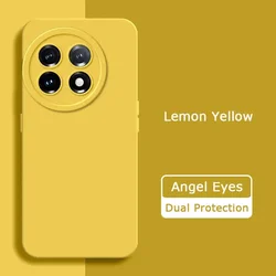 Angel Eyes Square Liquid Silicone Soft Camera Protective Shockproof Phone Case - Fashionable and Durable Cover for OnePlus 11R (Lemon Yellow)
