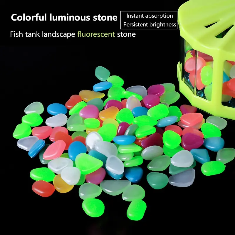 Artificial Stones 50pcs Artificial Colored Nightlight Stone Fish Bowl Landscaping Home Decoration Luminescent Small Stone