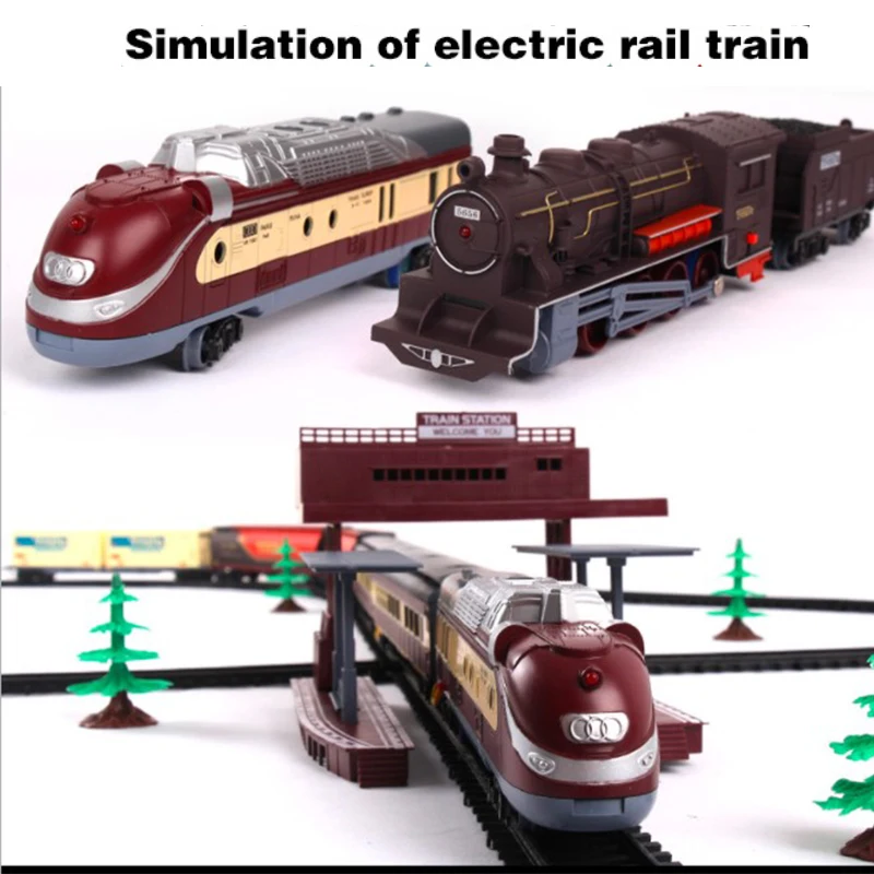 

Super Long Electric Rail Car Set Classical Modern Train Set Assembly Track Toys For Children Gift