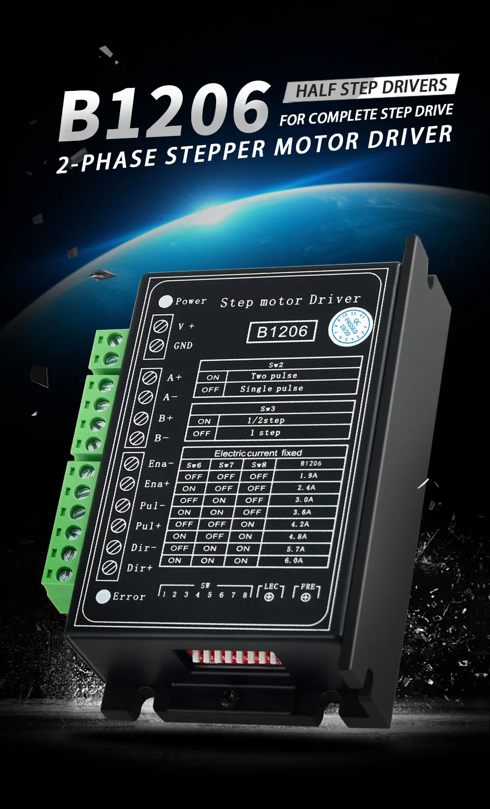 

B1206 Stepper / Half Step Driver Two Phase Stepper Motor Driver Supply Voltage 120V Working Current 6A