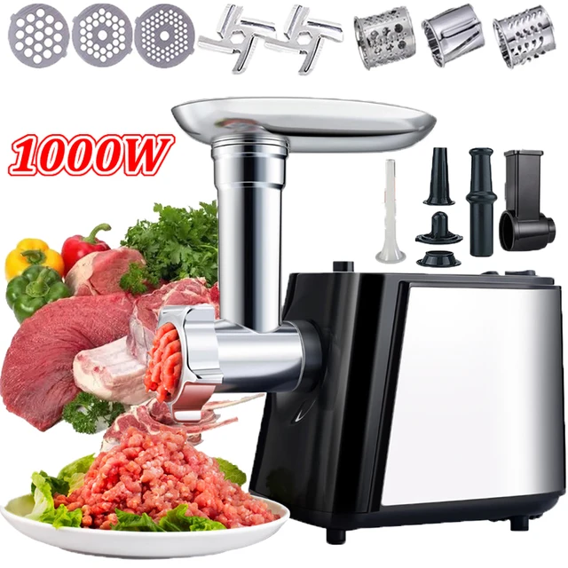 Hachoir à viande électrique 1000W, hachoir à viande robuste, Machine de remplissage de saucisses, hachoir alimentaire en acier inoxydable 220V, mélangeur sur socle 1
