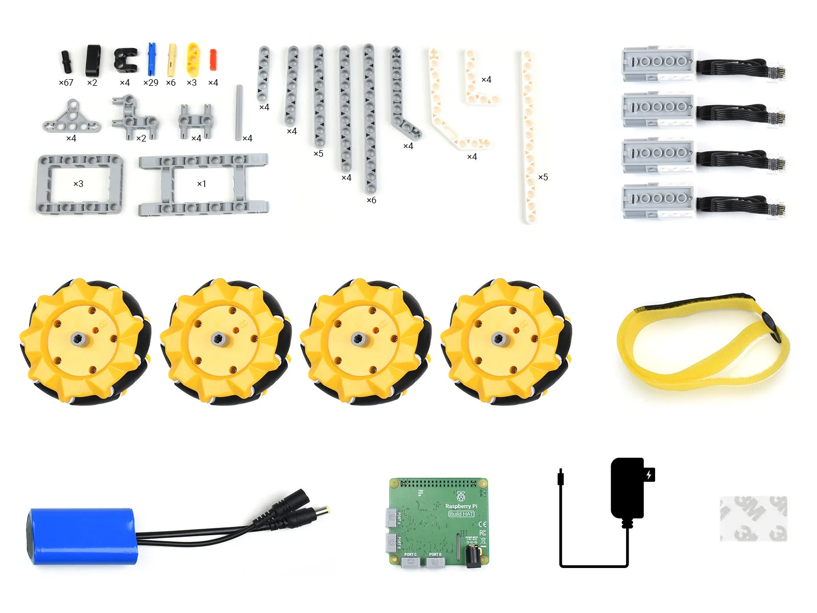 Kit Waveshare BuildMecar, robot Smart Building Block con ruote Mecanum, fotocamera da 5 MP, basato su Raspberry Pi Build HAT - immagine 6