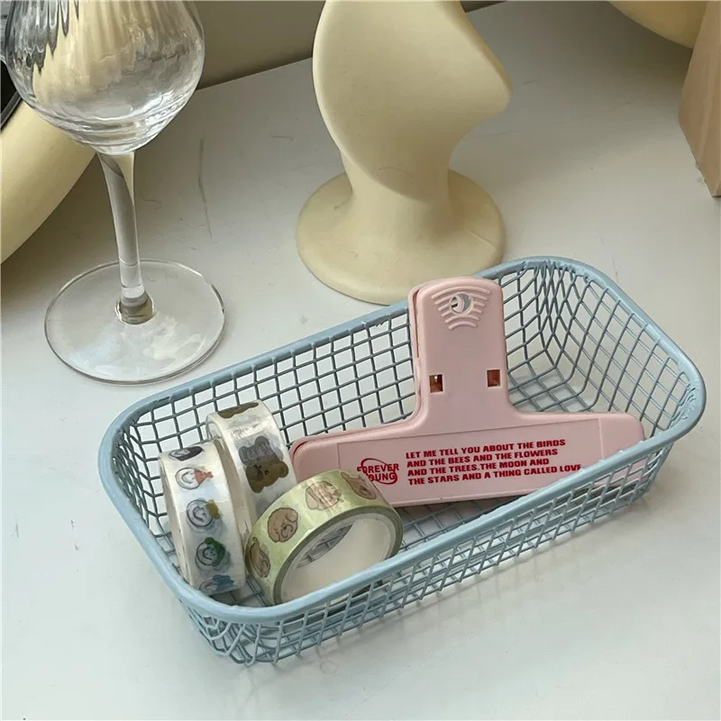 Metal Storage Basket Desktop Stationery Storage Sundries Organizer Makeup Brush Holder Container Functional Photocards Case pen holder,stationery organizer,photocard holder