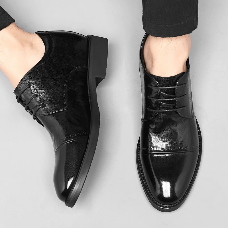 Man Elevator Shoes Business Dress Leather Shoes 3/6/8cm Formal High Quality Oxfords Versatile Wedding