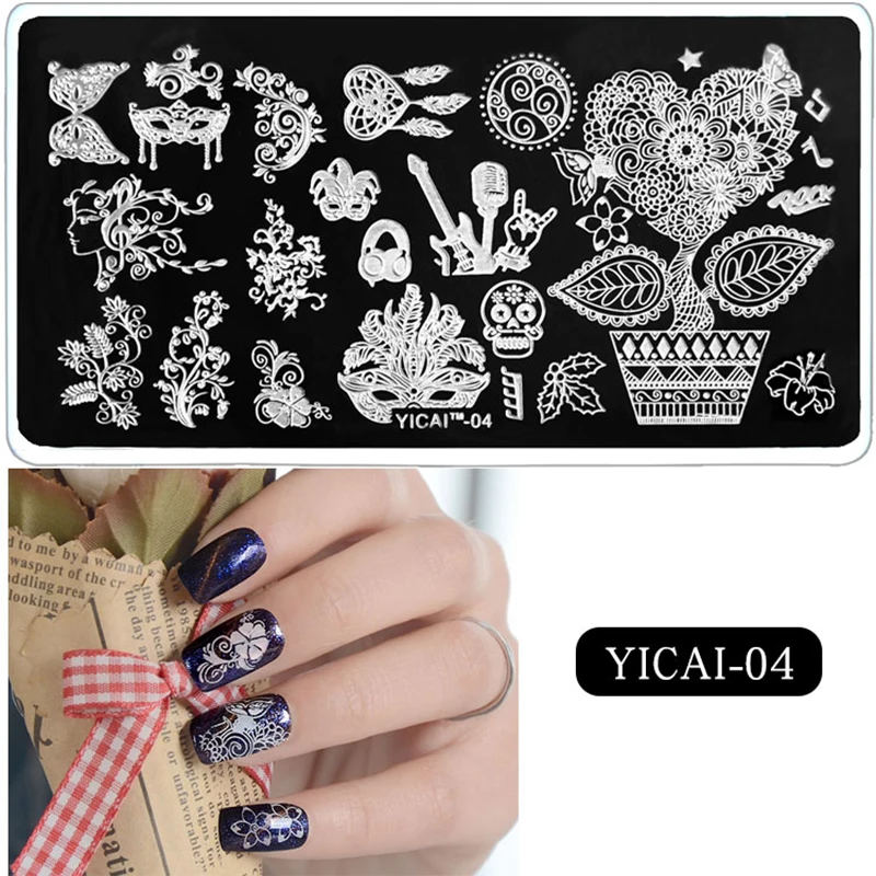 12*6cm 3D Geometric Wave Stripe Flower Nail Stamp French Line Nail Stamping Plates DIY UV Gel Polish Manicure Stamp &*& 3