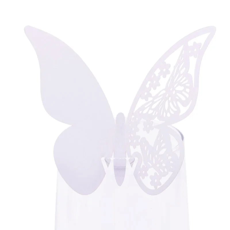 20 Stück/10 Stück glänzend Champagner Gold Silber Rosa Schmetterling Namenskarten Sitzplatz Karten Weinglas Tasse Papierkarte Hochzeit Party Dekor – Detail 4
