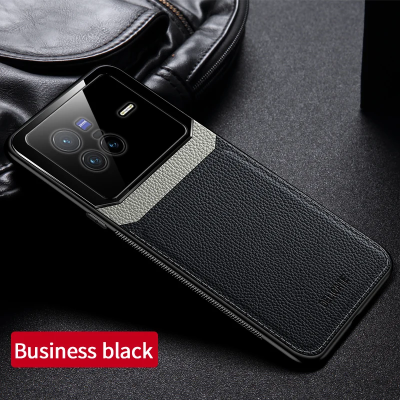 KEYSION Fashion Shockproof Case For VIVO X80 Pro 5G PU Leather Mirror Glass Soft Silicone Phone Back Cover For IQOO 9 Pr_voghion.com