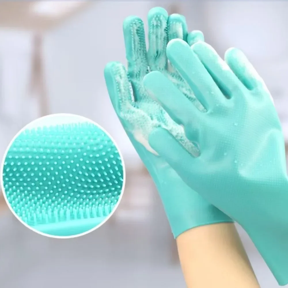 2PCS Silicone Pet Grooming Gloves – Soft Massage & Hair Removal Bathing Gloves for Dogs & Cats