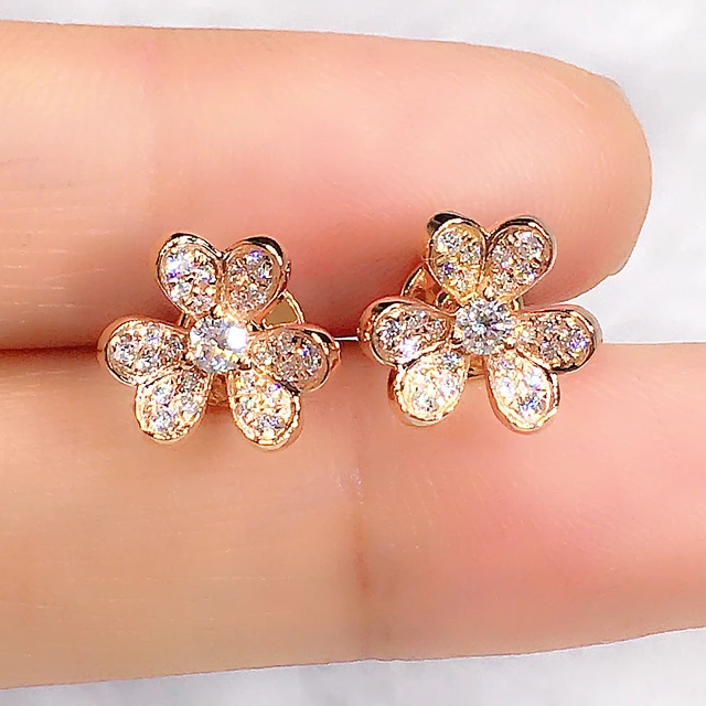 Tiny Birth Flower Stud Earrings in Gold