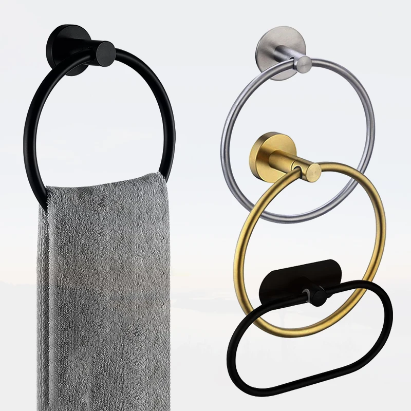 Stainless Steel Self Adhesive Towels Holder Bathroom Towel Ring Wall Mounted Hand Towel Rails bathroom towel ring,bathroom towel holder