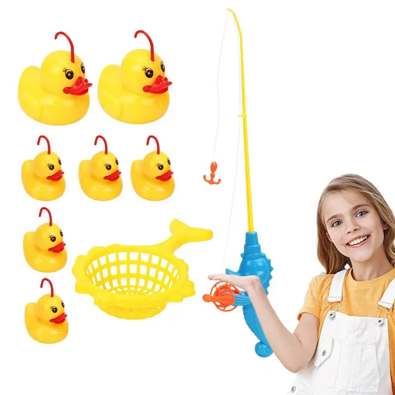 

Fishing Duck Toy Bathtub Toys Fishing Game Shower Bath Tub Pool Toys With Fishing Net Bathtub Toy With Fishing Pole And 7 Rubber
