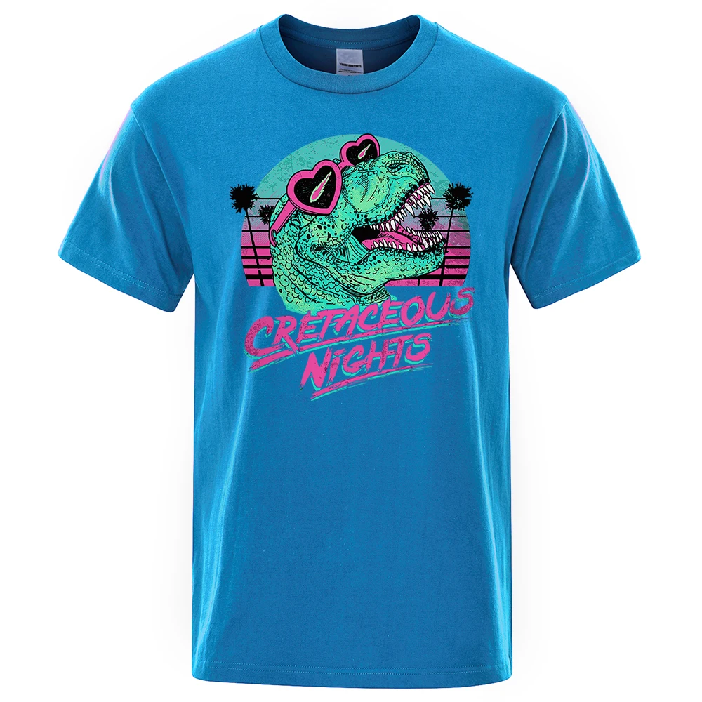 Crétacé nuits lunettes de soleil dinosaure Cool hommes t-shirts en vrac été t-shirt rue t-shirt vêtements coton de haute qualité_voghion.com