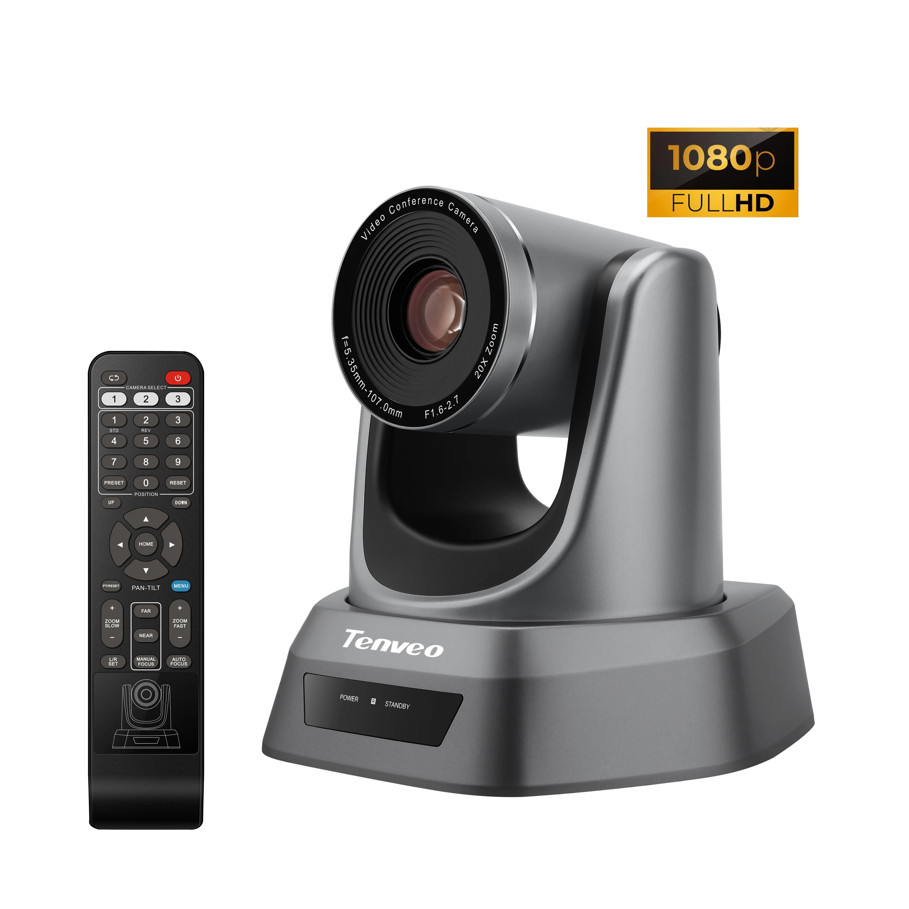 TEVO-NV20A 20배 광학 줌 1/2.9 CMOS 센서 회의용 PTZ 카메라 F=5.35-107.0mm 렌즈 1080P USB//SDI 출력 지원