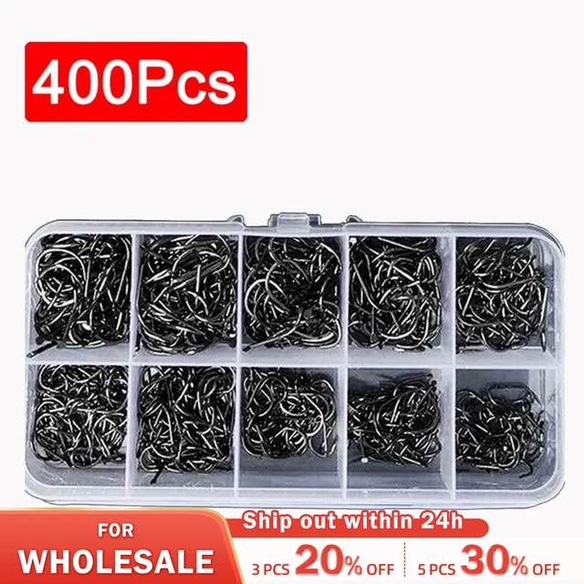 High Carbon Steel Fishing Hooks 400Pcs Wide Gap Offset Fishing Hook Set for  Saltwater and Freshwater with 10 Sizes - AliExpress
