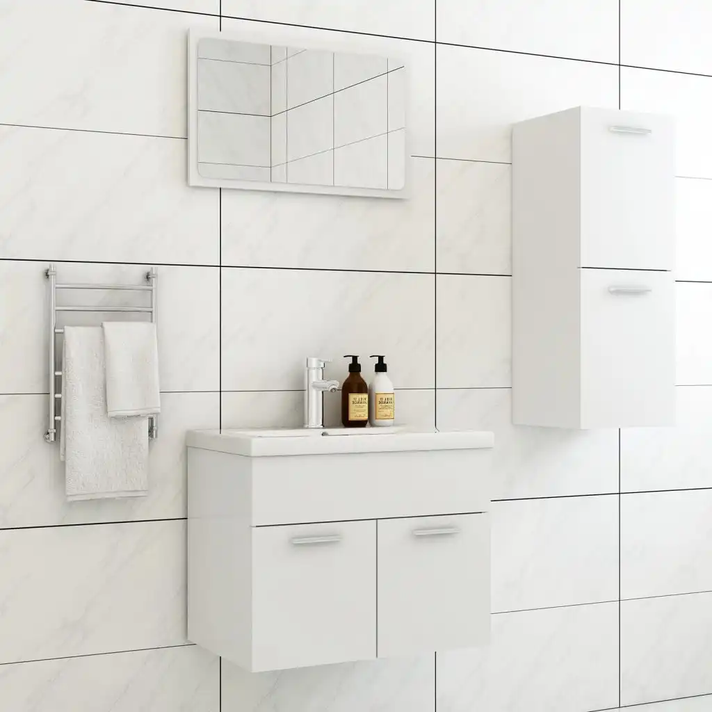 Set Di Mobili Da Bagno Bianco Agglomerato