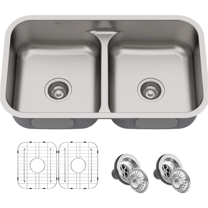 

KBU32 Premier 32-inch 16 Gauge Undermount 50/50 Double Bowl Kitchen Sink