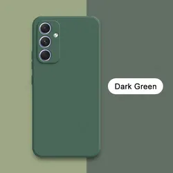 Square Liquid Silicone Phone Case - 360° Protective Soft Shockproof Back Cover - Girls' Stylish Accessory for Samsung A55 5G (Dark Green)