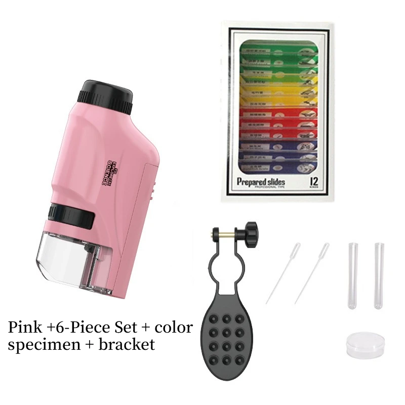 Handheld Pocket Microscope 60-120X Educational Science Microscope Battery Powered Biological Microscope Kit Outdoor Children Toy