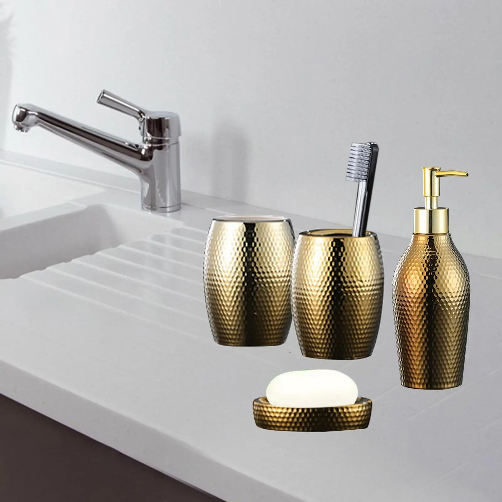 Bathroom Accessories Set Soap Dish Lotion Bottle Golden Decorative Home Neat Bathroom Accessories Set Soap Dish Lotion Bottle Golden Decorative Home Neat