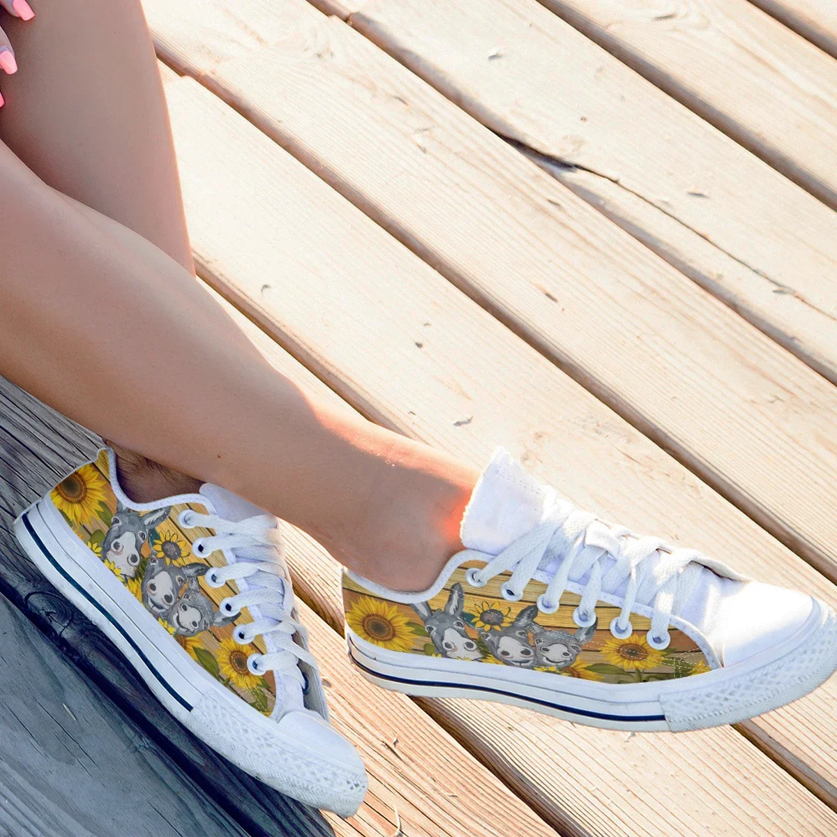Sunflower Donkey Cute Vulcanized Sneakers Women Shoes Flat Comfortable Autumn Spring Fashion White Canvas Sneakers Women