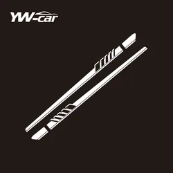 Set of 2 Premium Racing Sport Car Side Skirt Stripes Stickers - High - Quality Vinyl Decal Accessories (WHITE)