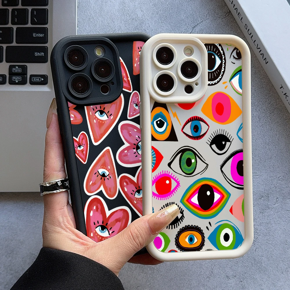 Turkish Blue Evil Eye Protective Phone Case with Lens Cover