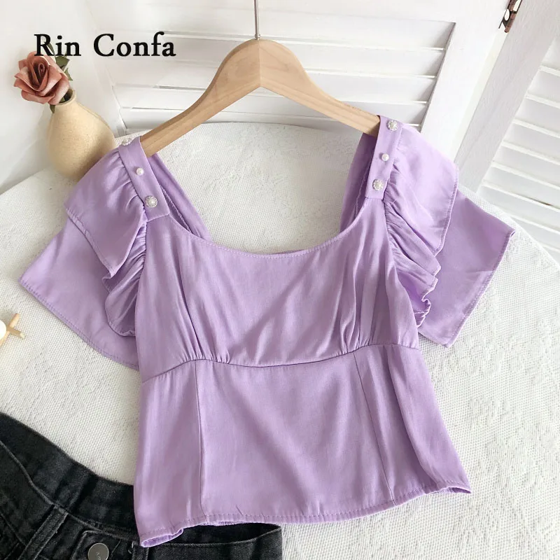 

Женский топ с открытой спиной и жемчужинами, на пуговицах