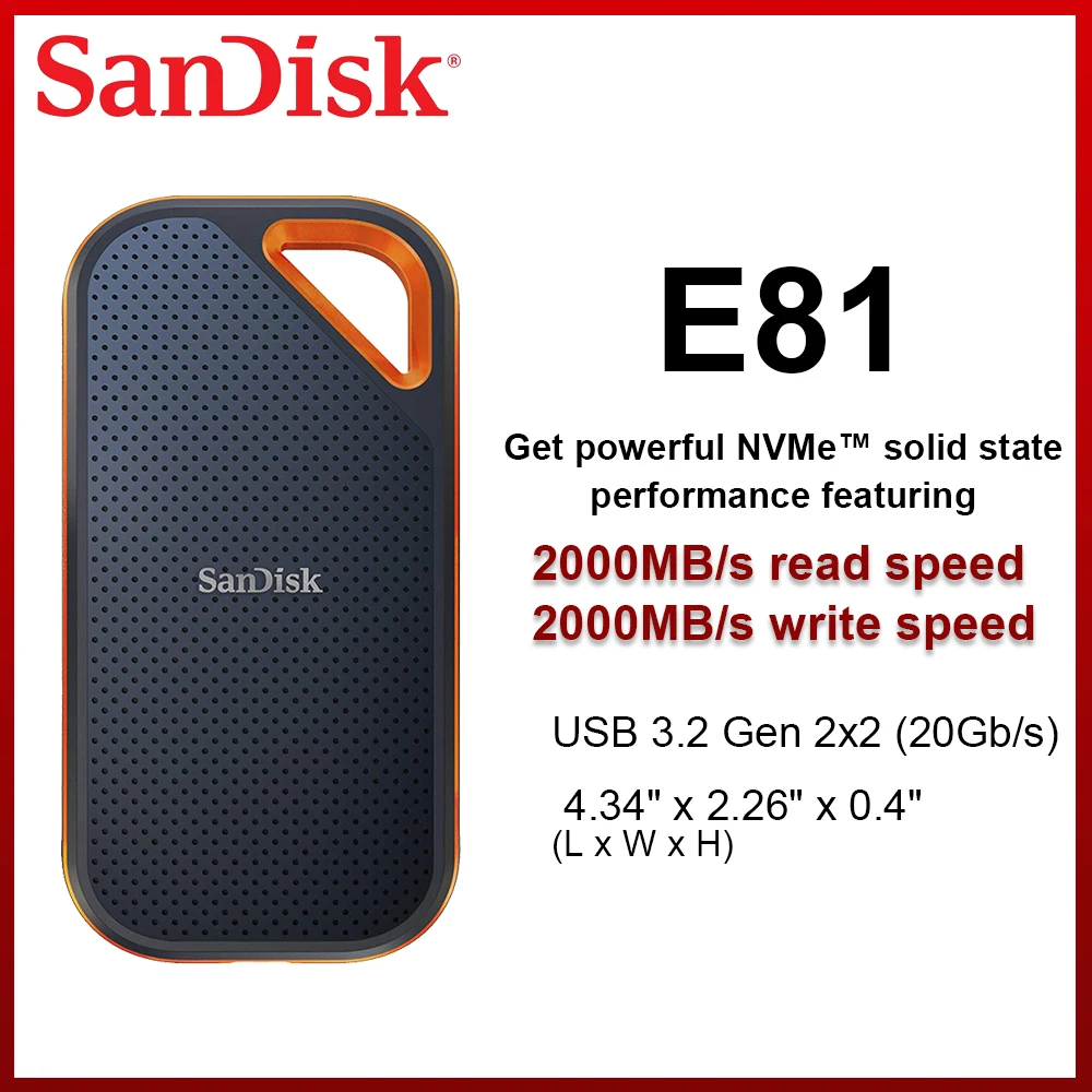 Sandisk-SSD  ָ Ʈ ̺ E81 E61 E30 ޴ SSD USB 3.2 cŸ ϵ ũ, PC Ʈ MAC ȭ ȣȯ 