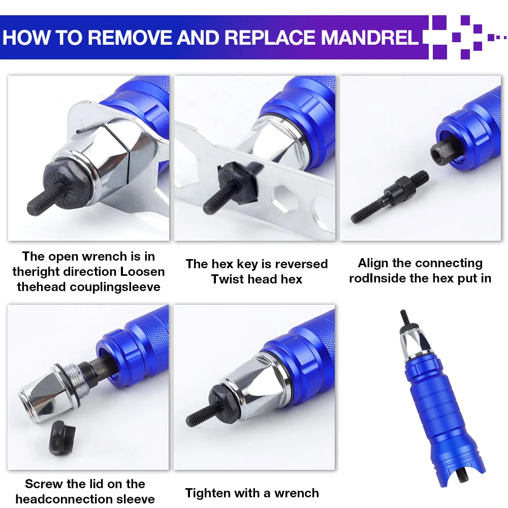 M3-M10 Rivet Nut Gun Electric Rivet Nut Gun Conversion Head Rivet Nut Tool Pull Rivet Gun Cordless Rivet Gun, For Electric Drill