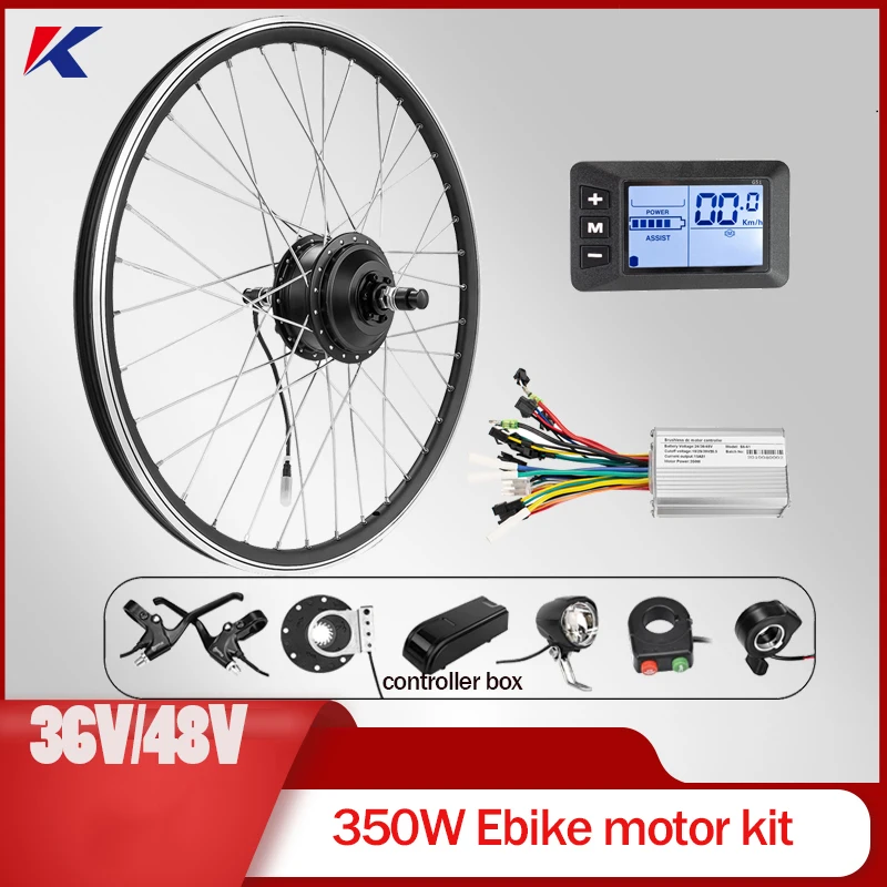 

Hub Motor 36V 48V 350W Electric Bicycle Front Rear Wheel Motor Brushless Controller with G51 Display Ebike Conversion Kit