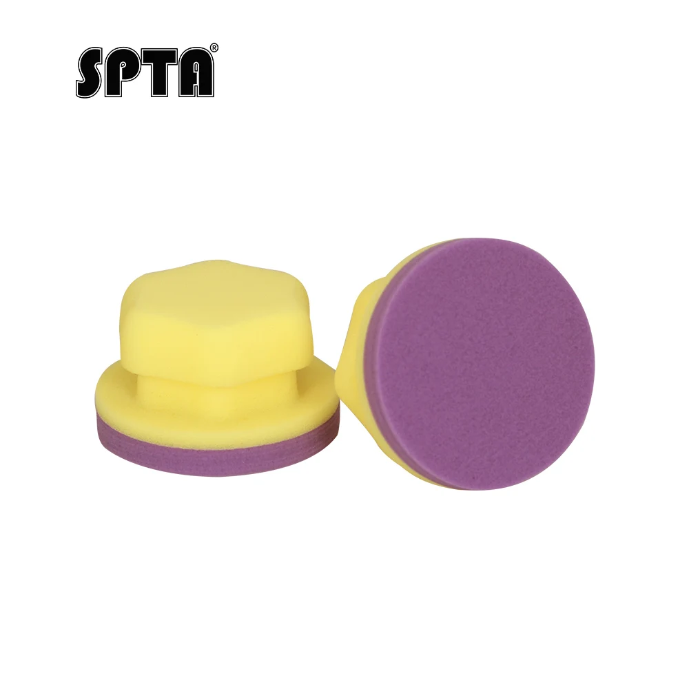 SPTA Hand Hold Waxing Sponge High Density Polyester Sponge Auto Tire Waxing Applicator Leather Polishing