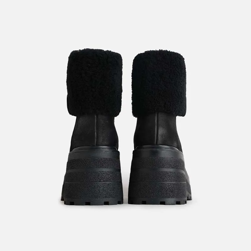 

Женские сапоги из натуральной кожи, на молнии, с круглым носком