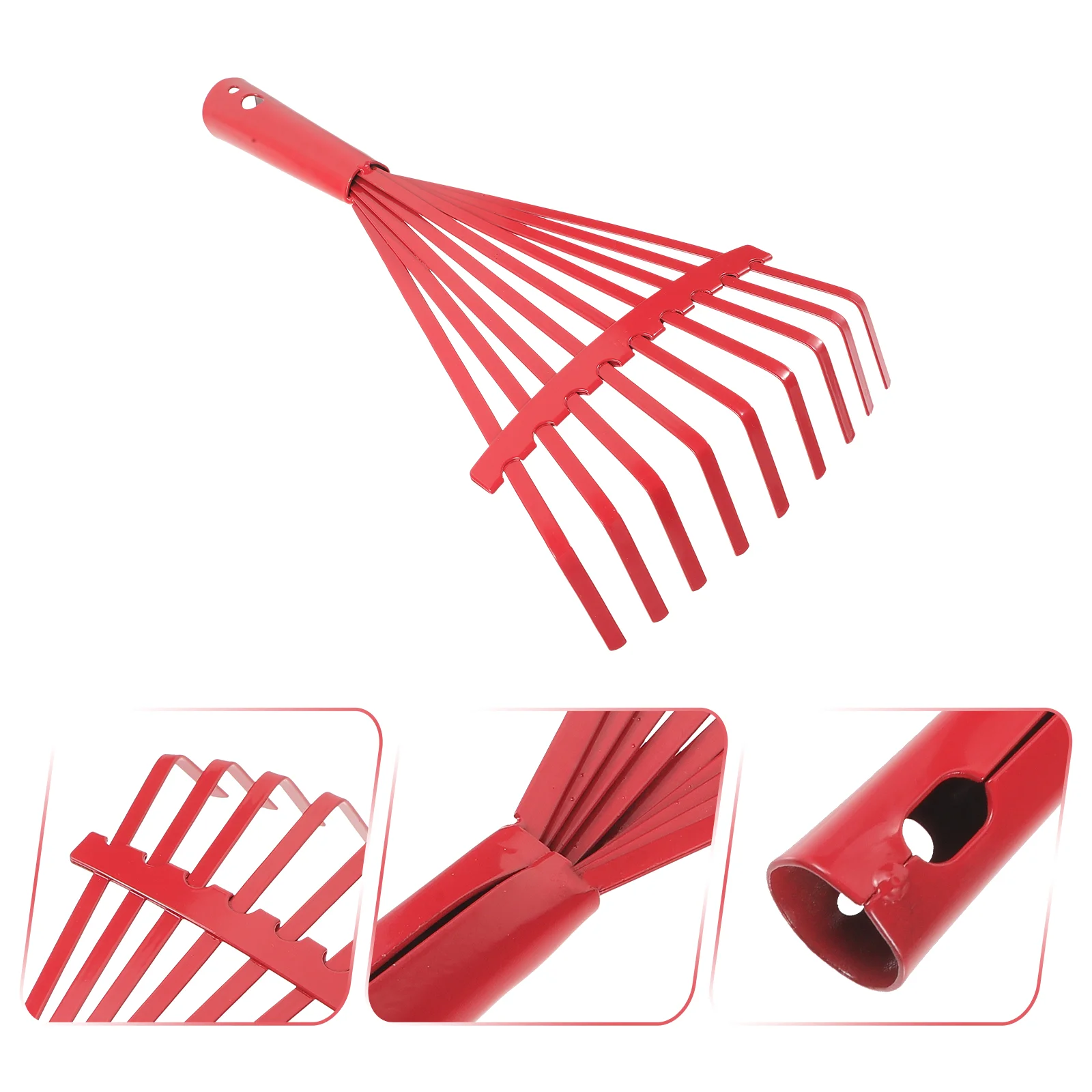 Garden Rake Handle Garden Rake Replacement Leaf Grabber Nine-Tooth Deciduous Head Soil Loosening Tool Steel Ake Plowing Grass