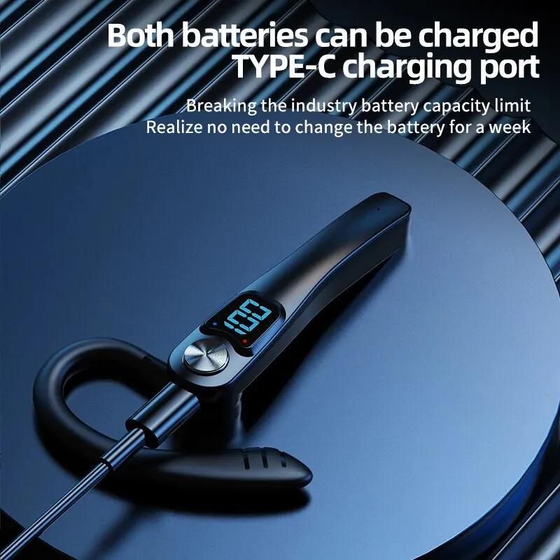 Wireless Single Ear Headset with Mic - Noise Cancelling, Waterproof, Long Battery Life