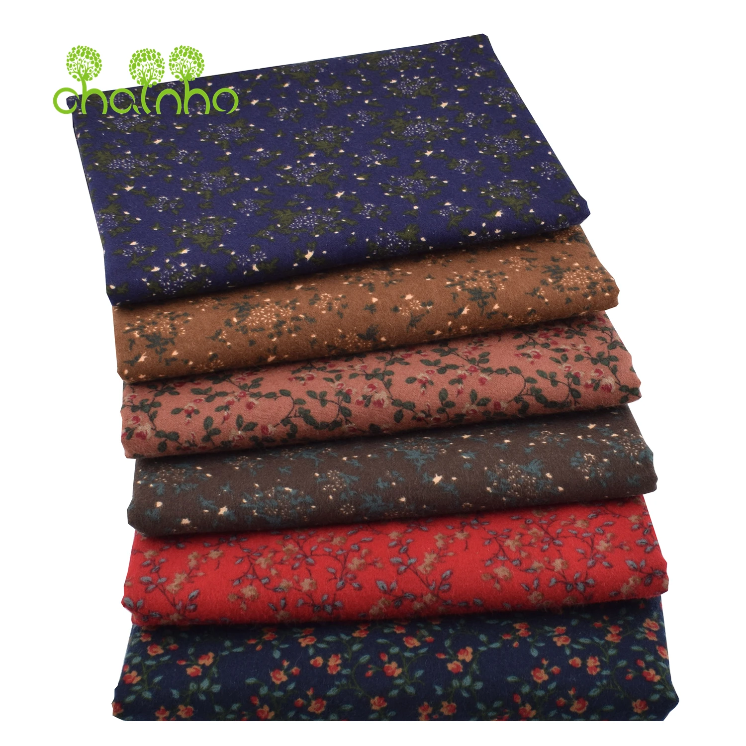 Chainho,Printed Plain Brushed Cotton Fabric,DIY Sewing Quilting Material For Cushion,Pillow,Sofa,Tablecloth,Floral Series,25MM6