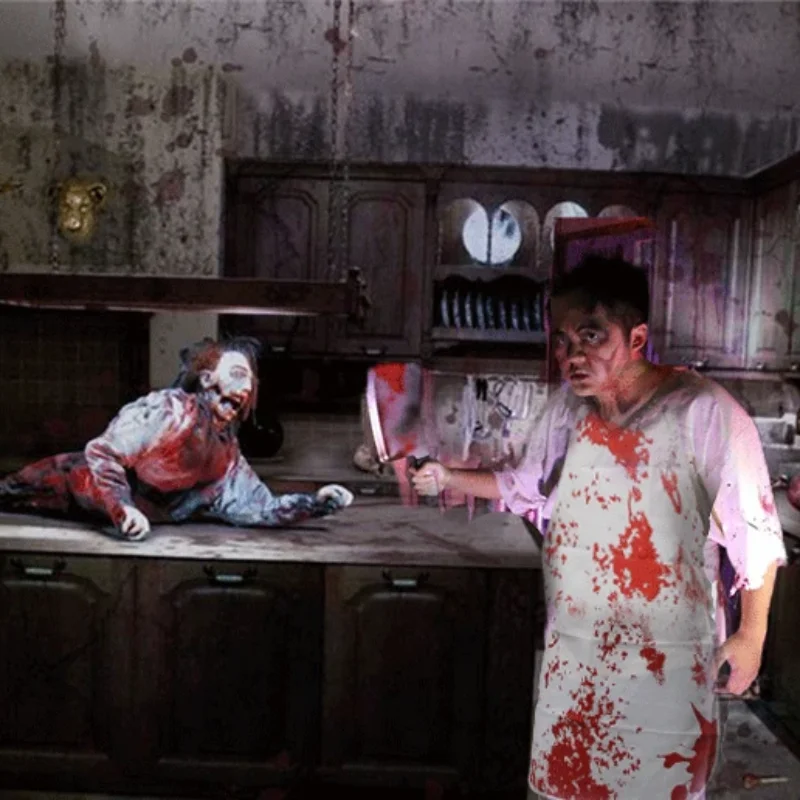 Tablier De Boucher Halloween Avec Couteaux Sanglants – Déguisement Effrayant Pour Fête & Maison Hantée