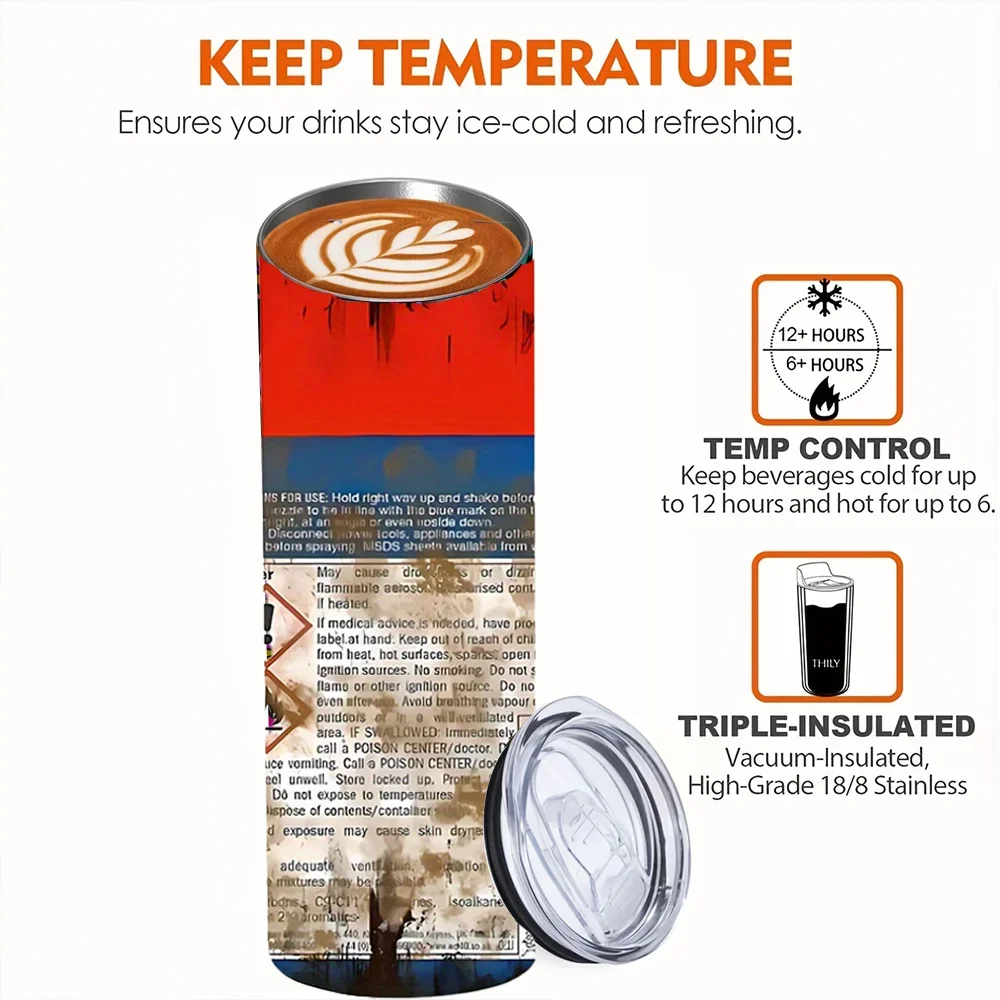 1pc 20oz Stainless Steel Thermos Cup Heat Cold Insulation Straight Water Anytime Bottle Outdoor Travel Vacuum Coffee Tea Cup