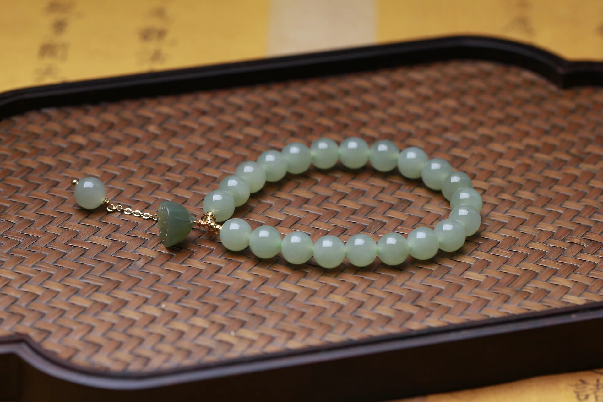 Lotus Anhänger Runde Perle Frauen Mit Einfachem Charme Hetian Jade Armband Einzelnen Ring 8mm Mode Freundin DIY Geschenk Großhandel – Detail 4