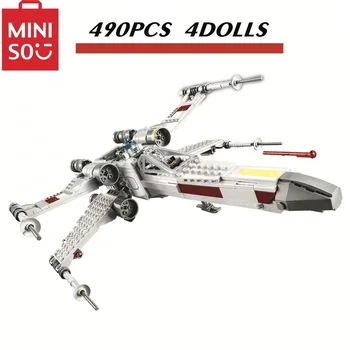 MINISO 디즈니 새로운 우주 프로그램 X-Wing 전투기 빌딩 블록, 어린이 빌딩 블록 장난감 세트, 75301 호환 가능