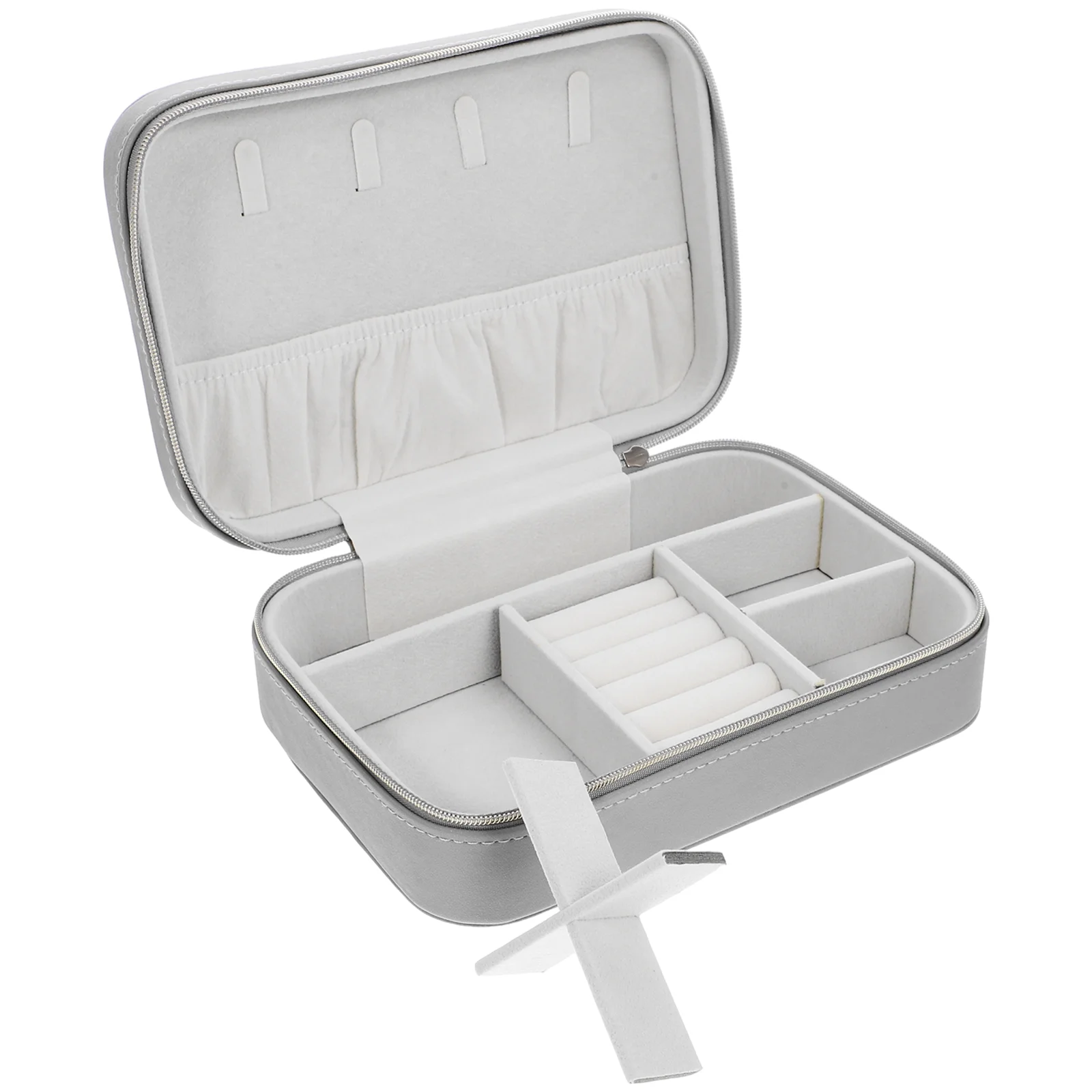 

Zipper Jewelry Box Boxes Case Holder Simple Decorative Small for Flannel Earrings Container Travel Storage Cases