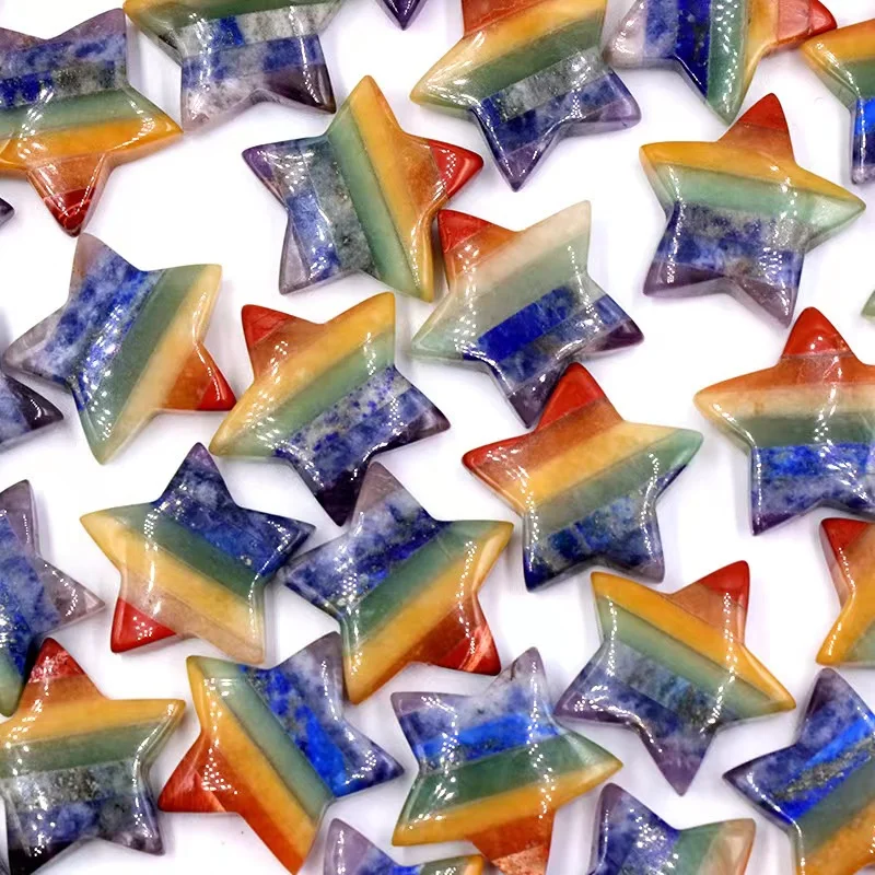 

Chakra Quartz Crystal Gems Carved Moon Star Healing Reiki Gemstones Home Decoration