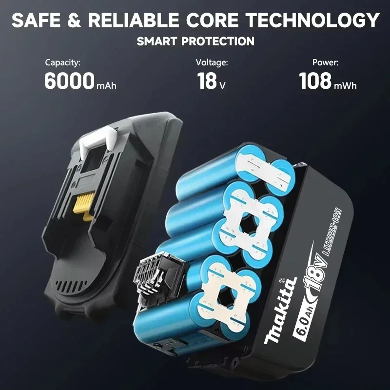 Original Makita 6Ah/5Ah/3Ah 18V Battery BL1830B BL1850B BL1850 BL1840 BL1860 BL1815 Replacement Lithium Battery