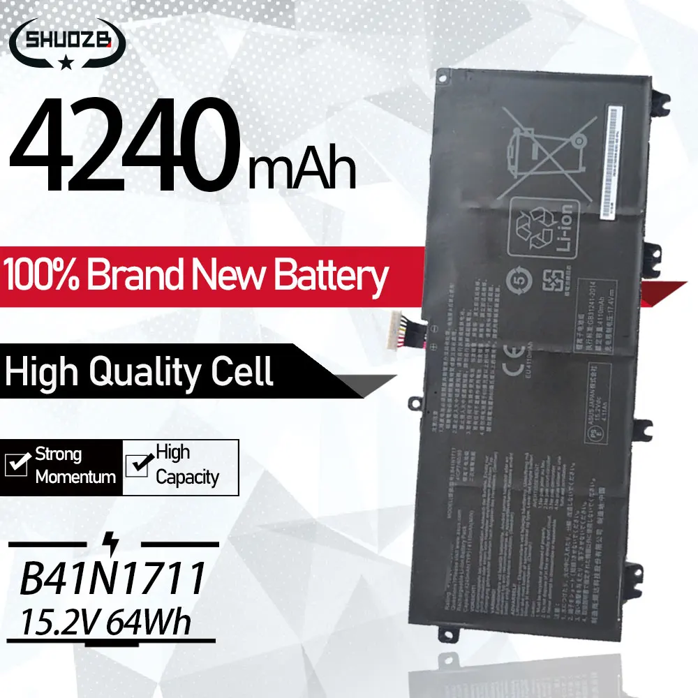 Bateria do Portátil para Asus Zx63 B41n1711 Zx63vd Zx73vm Fx705d Fx705 Gl503 Gl503v Gl503ge Gl703 Gl703vm Gl703vd Gl703ge 15.2v 64wh