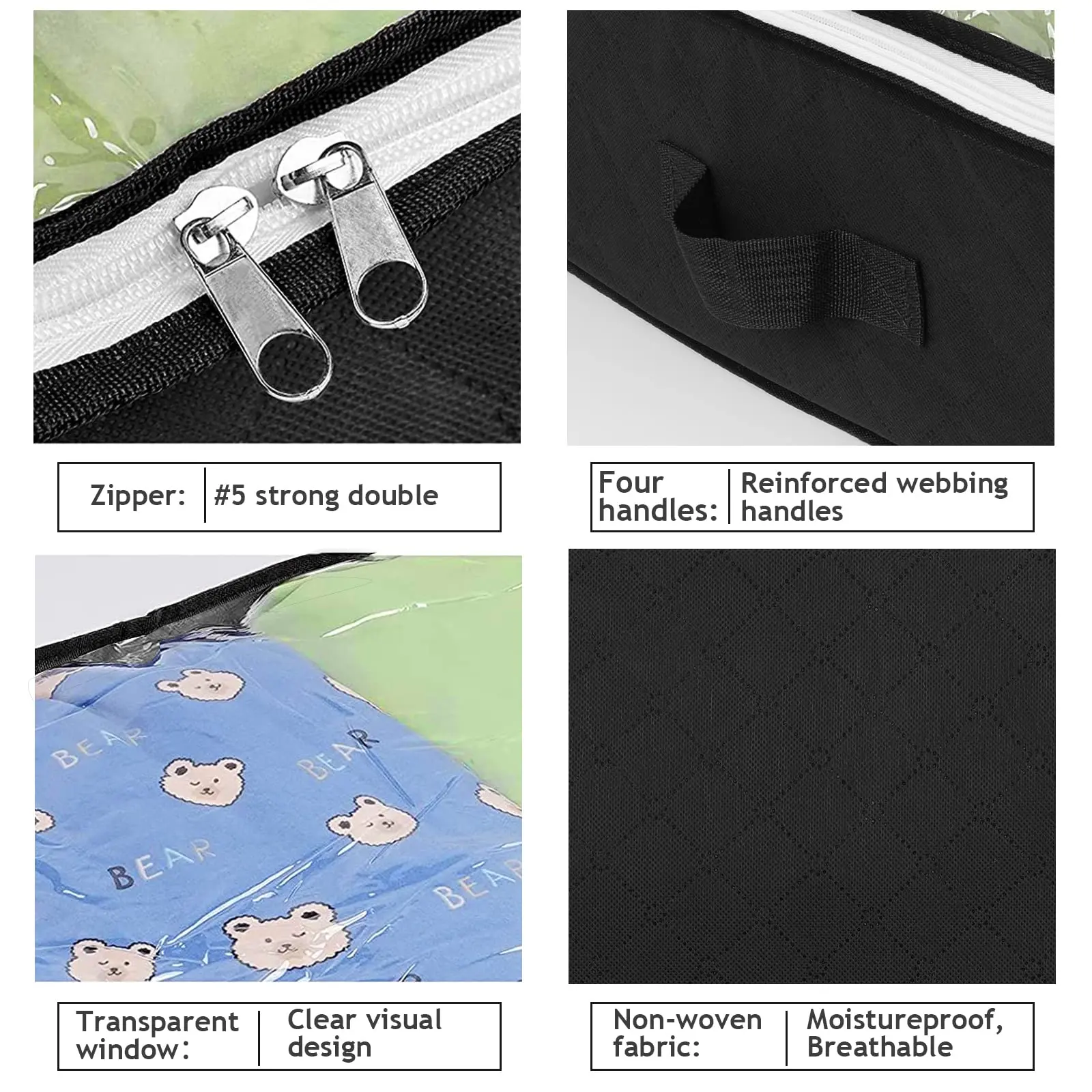 3 Pack Under Bed Storage Container Organizer Large Capacity Under Bed Clothes Storage Box Foldable Storage Bag with Clear Window 3