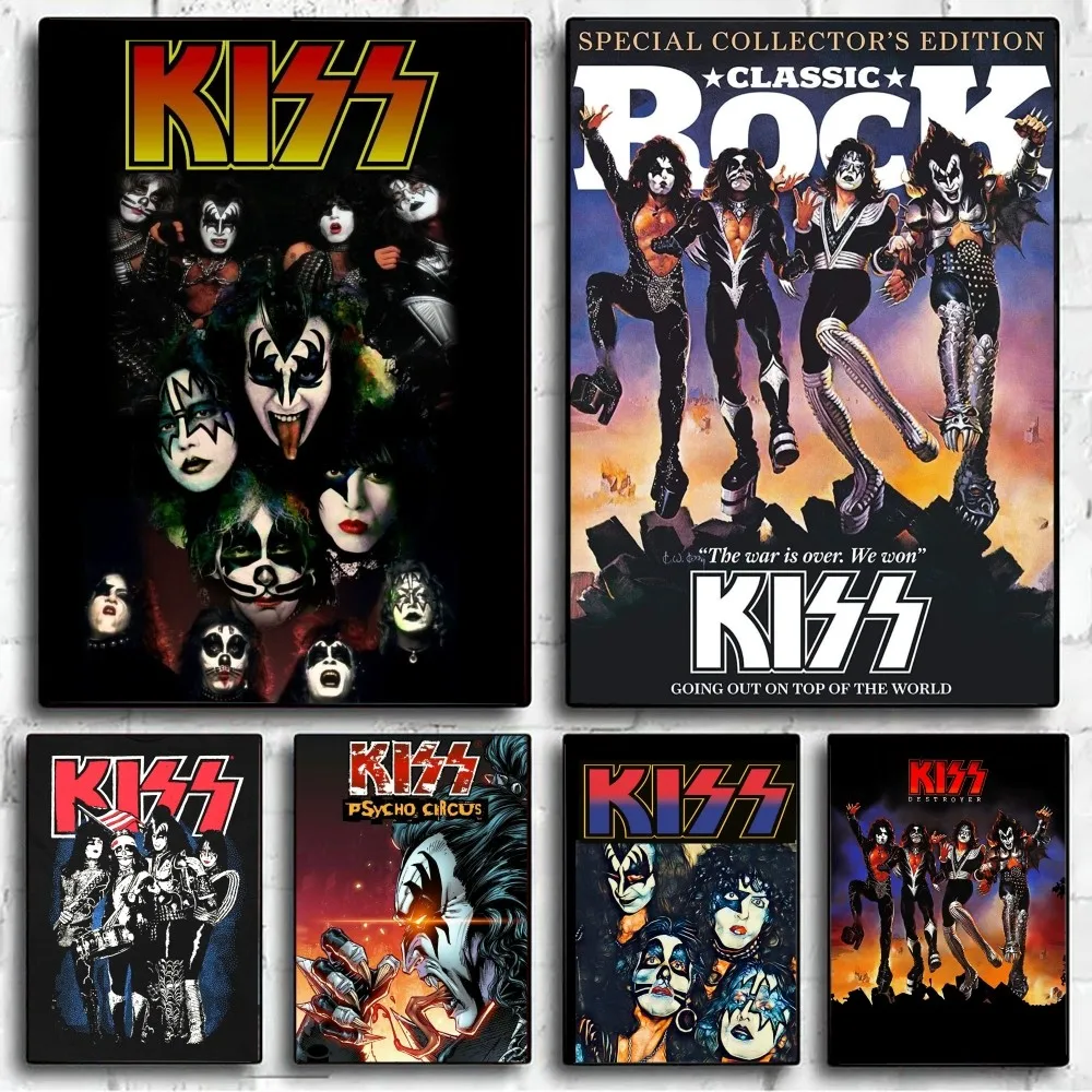 Rock Band Kiss Kraft Poster No Framed Poster Kraft Club Bar Paper Vintage Poster Wall Art Painting Bedroom Study Stickers
