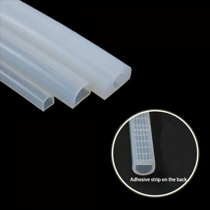1/2/5/10Meter D Shape Silicone Rubber Sealing Strip Semi Circle Hollow High Temperature Self Adhesive Strip
