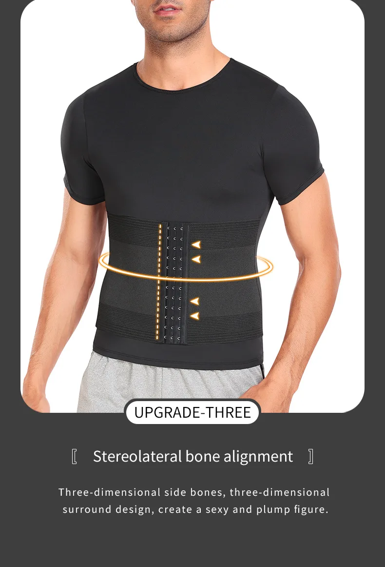 Men Body Shapers Abdomen Tight Fitting Short Sleeve Shirt Shaping Underwear Slimming Belly Tummy T-Shirt Male Modeling Corset